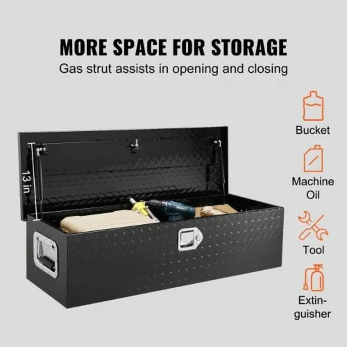 Heavy Duty Aluminum Truck Bed Tool Box, Diamond Pl - Image 2