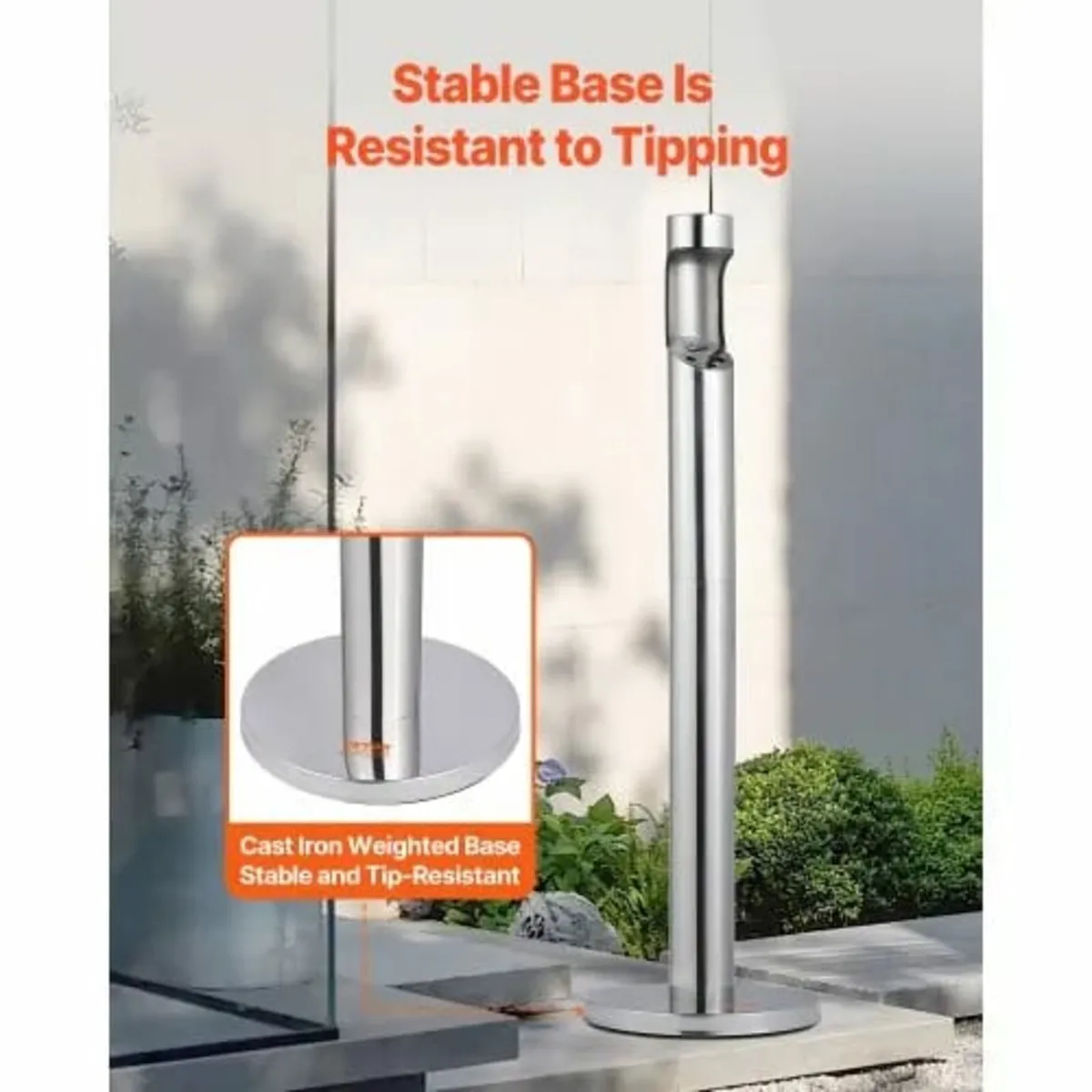 Cigarette Butt Receptacle, Stainless Steel Cylinde - Image 2