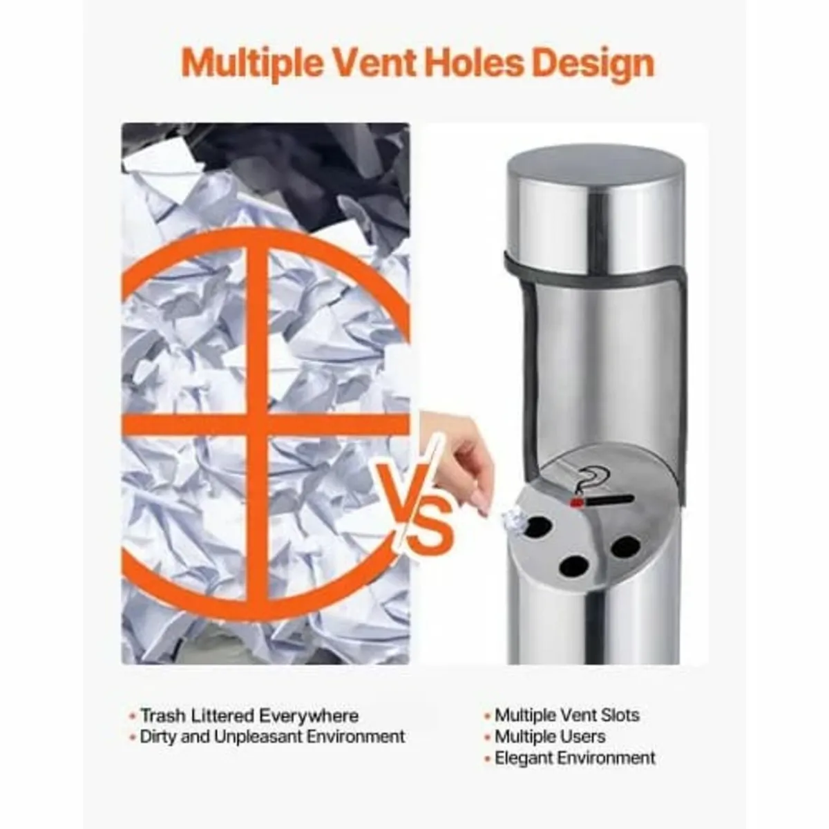 Cigarette Butt Receptacle, Stainless Steel Cylinde - Image 3