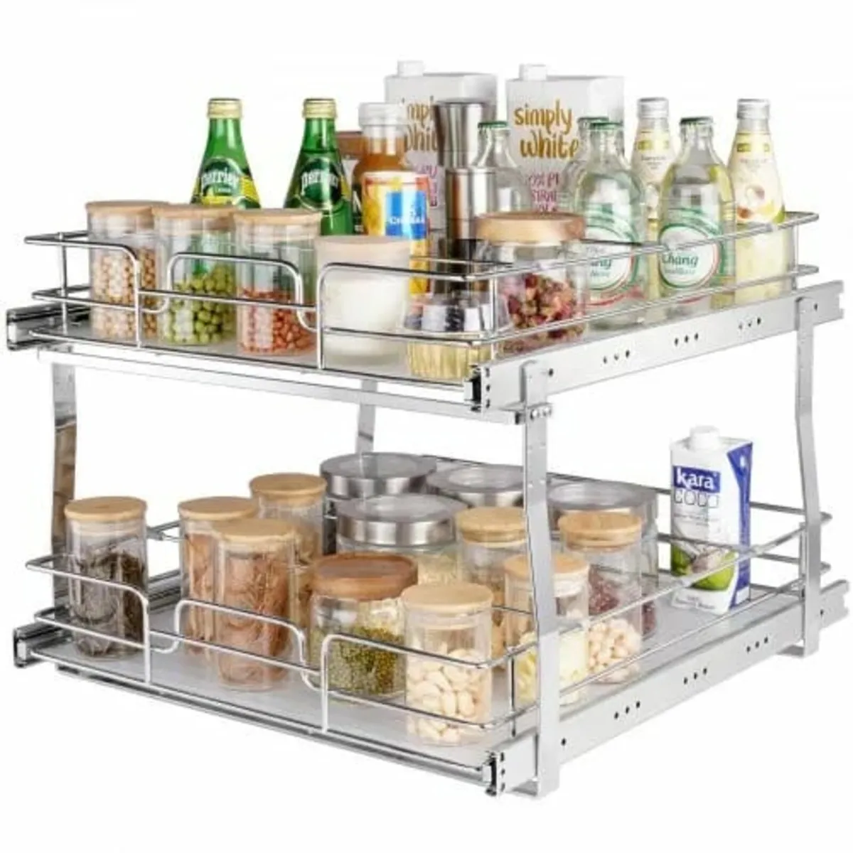 2 Tier 20"Wx21"Dx15"H Pull Out Cabinet Organizer, - Image 1