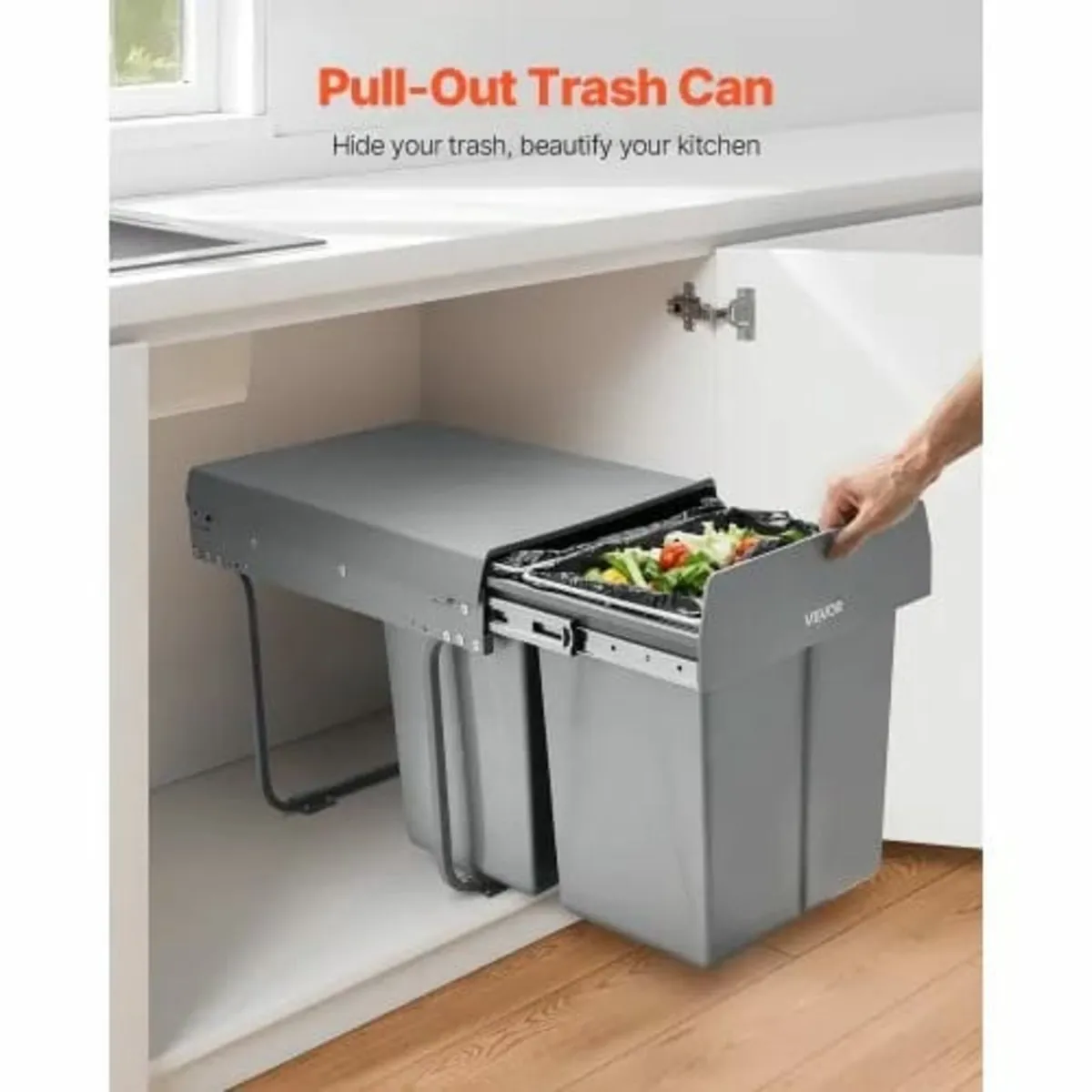 Pullout Trash Can for Kitchen Cabinets, 20Lx2 Doub - Image 4