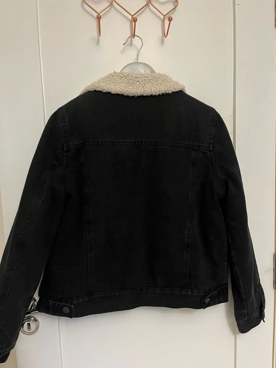 Denim warm jacket fur lined collar - Image 2