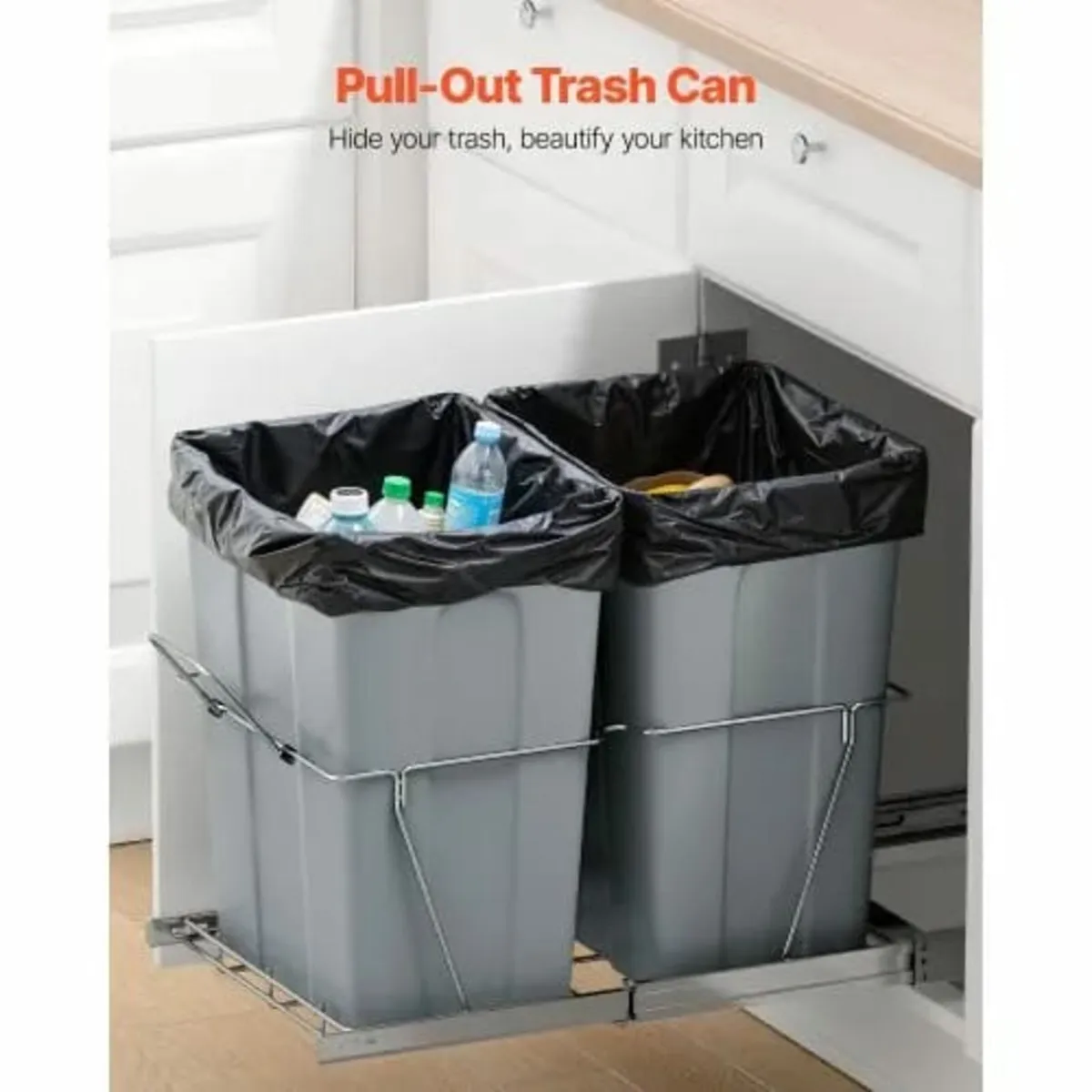 Pullout Trash Can for Kitchen Cabinets, Double Und - Image 4