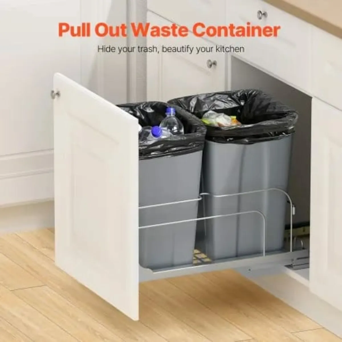 Pull-Out Trash Can, 27 QT x2 Double Under Mount Ki - Image 4