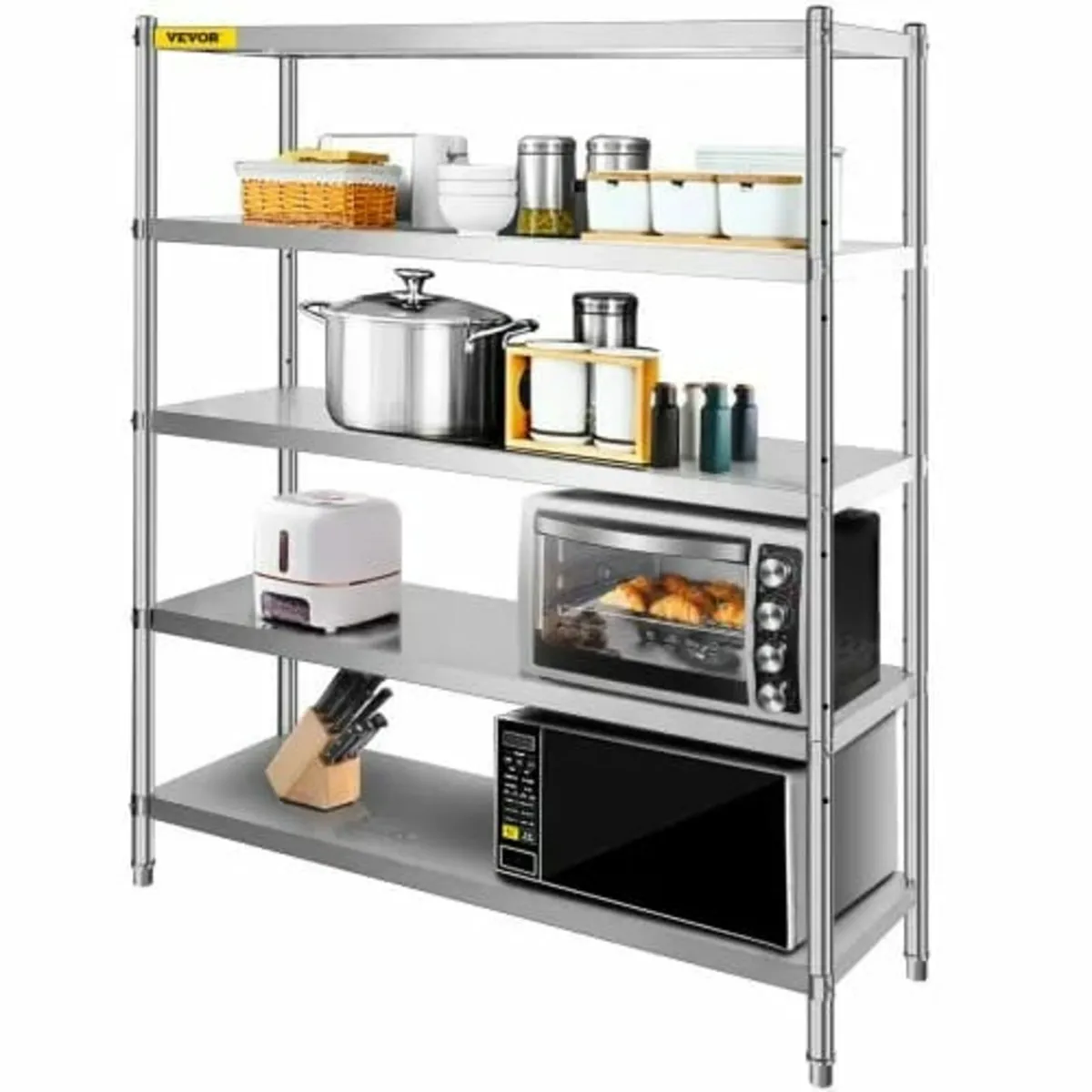 5-Tier Storage Shelving Unit, Stainless Steel Gara - Image 1