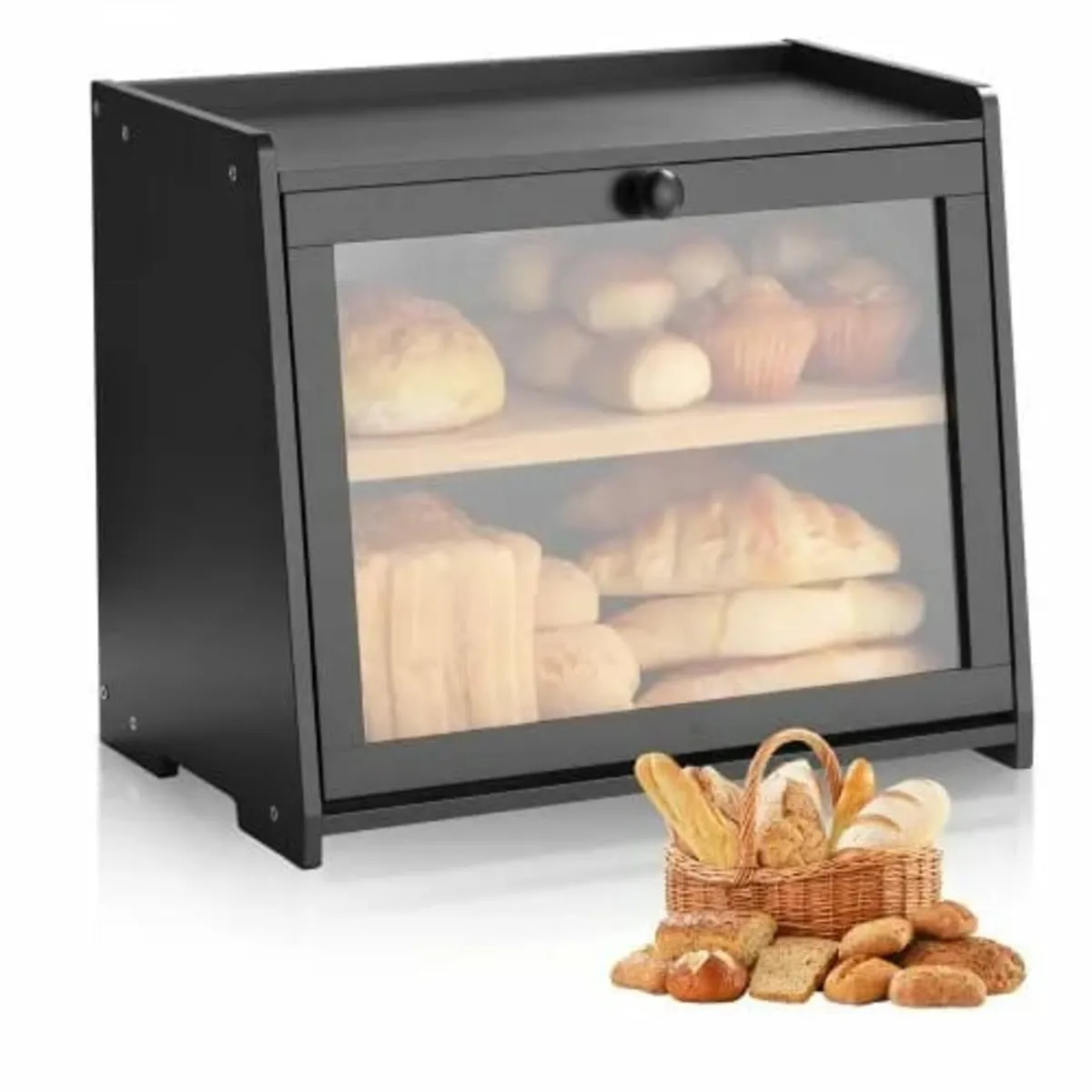 Double Layer Bread Box for Kitchen Counter, Large - Image 1