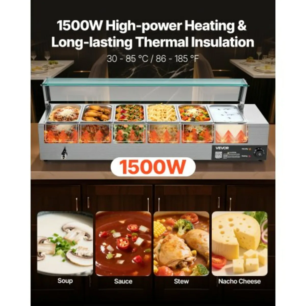 Commercial Food Warmer, 1500W Electric Stainless S - Image 4