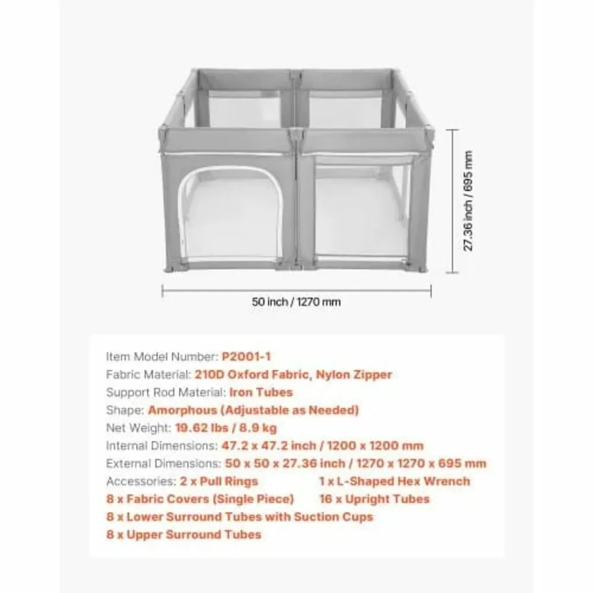 Baby Playpen, 1200 x 1200mm Foldable Toddlers Play - Image 4