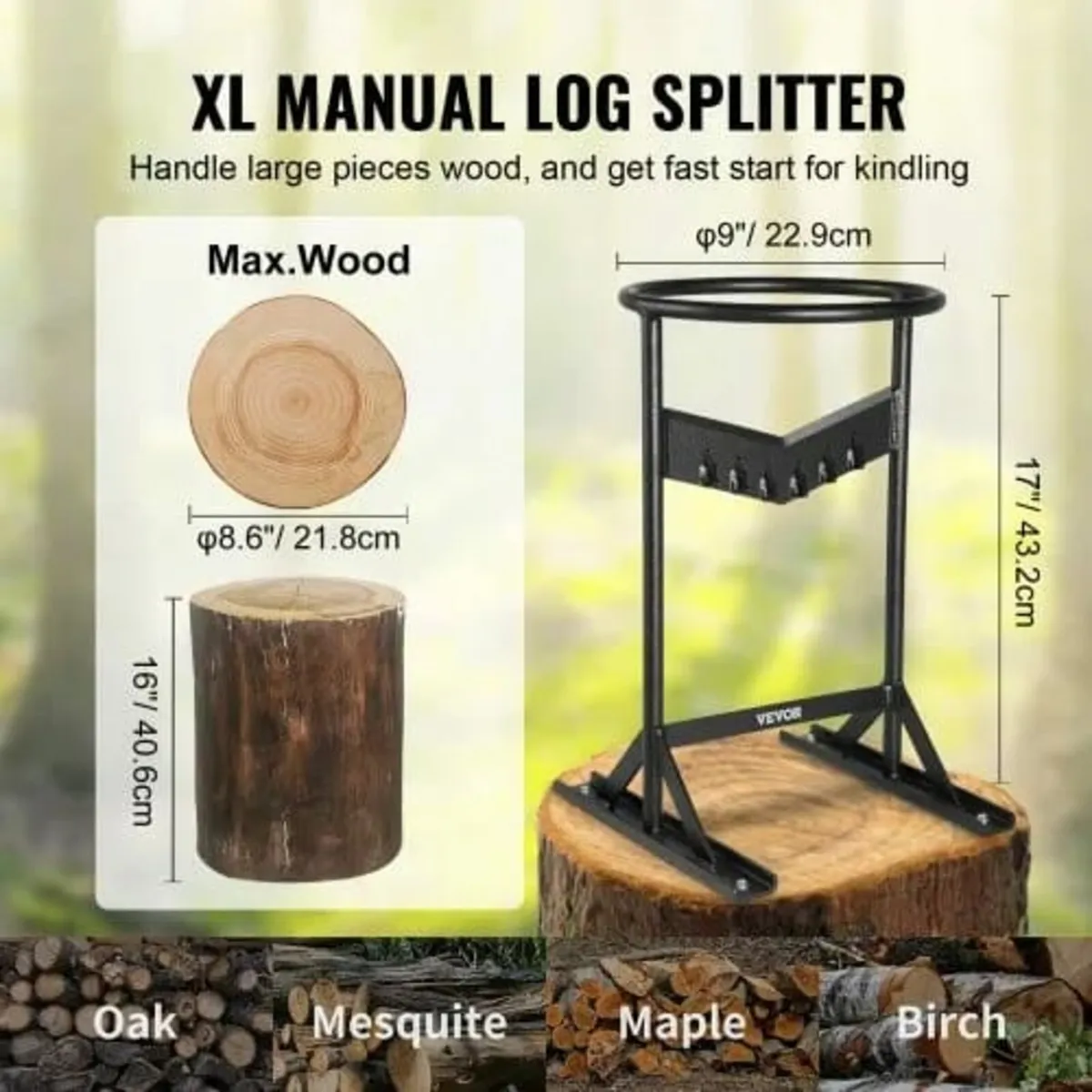 Wood Splitter, XL Log Splitter for 21.8 cm Dia. Wo - Image 3