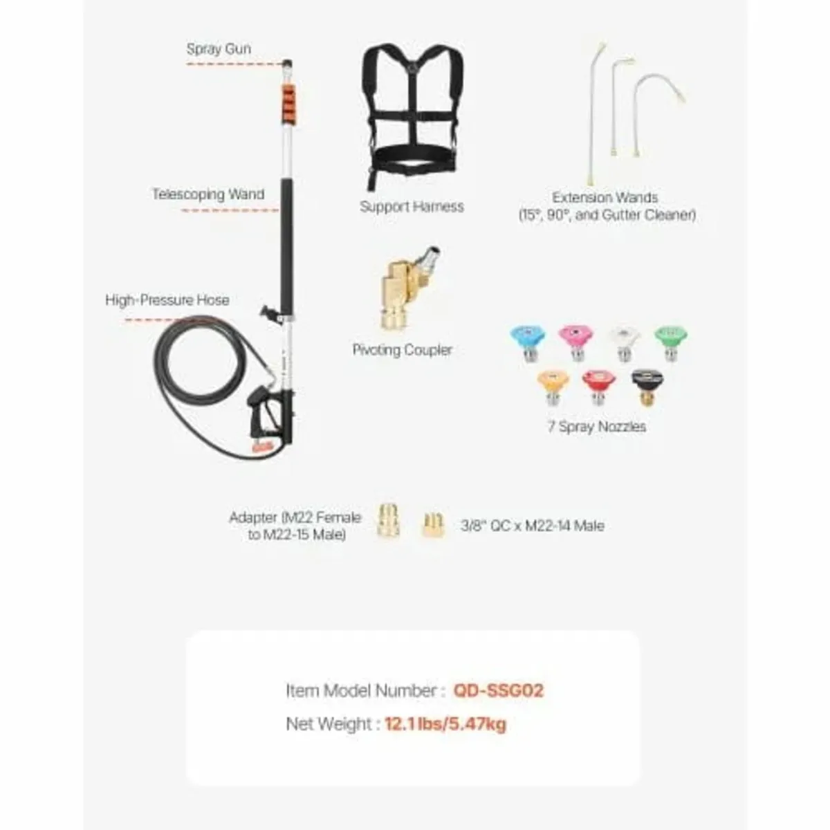 Pressure Washer Telescoping Wand, 24 ft, 4000 psi, - Image 4