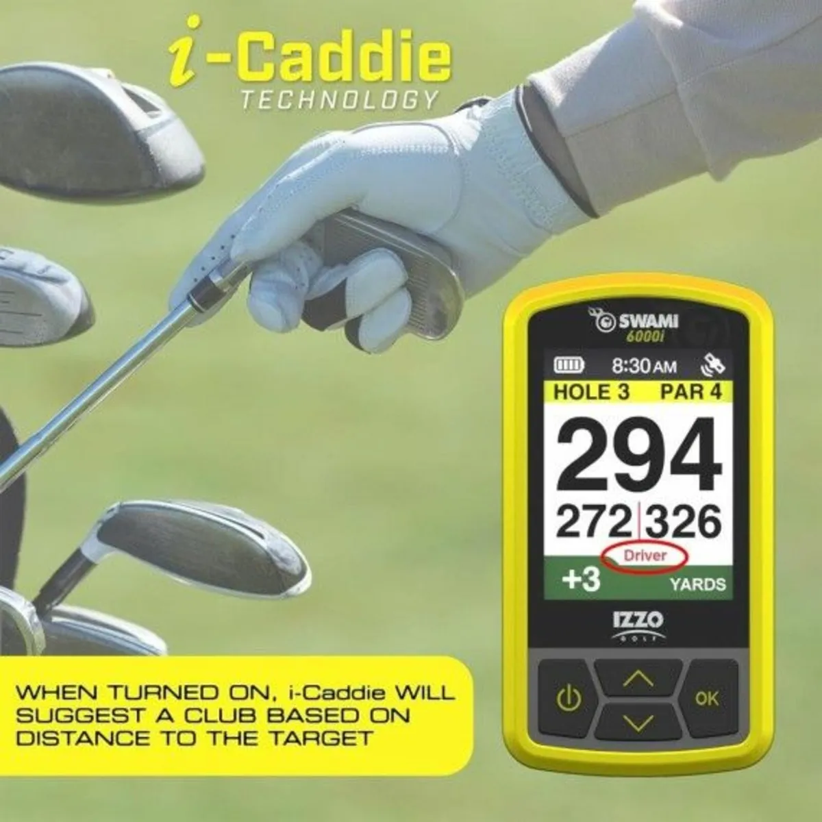 Izzo Swami 6000i Golf GPS - Yellow - Image 4
