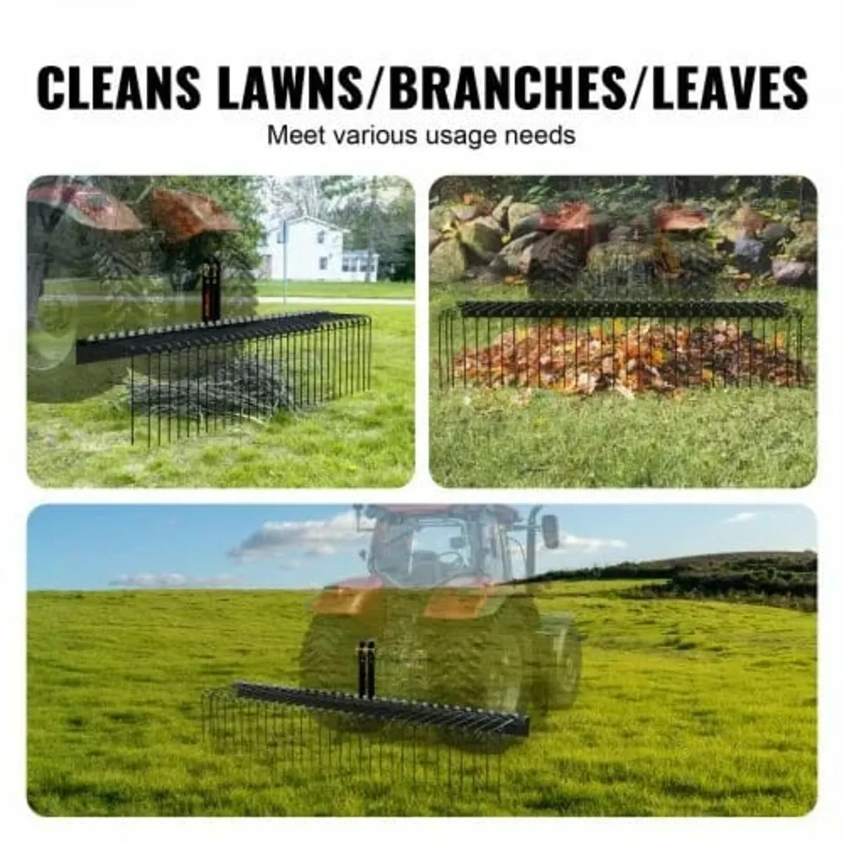 Tow Behind Landscape Rake 72"/183 cm Lawn Dethatch - Image 3