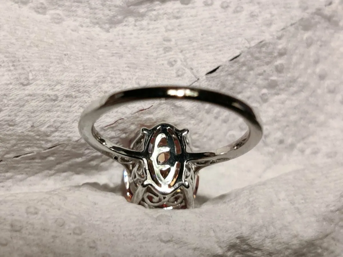 RARE PINK TOURMALINE 9CT White Gold New Dress Ring - Image 3