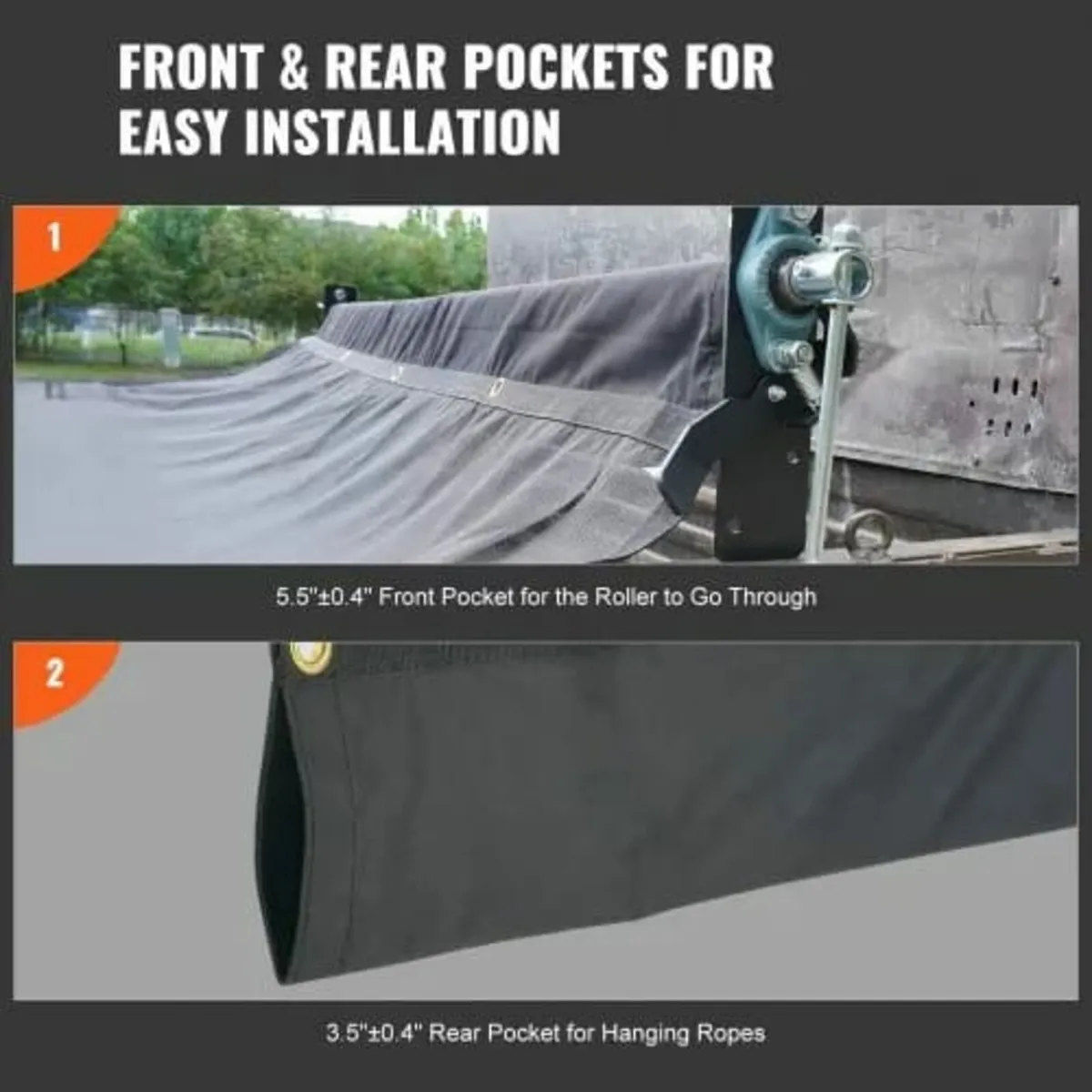 Dump Truck Mesh Tarp, 7 x 22 ft, PVC Coated Black - Image 4