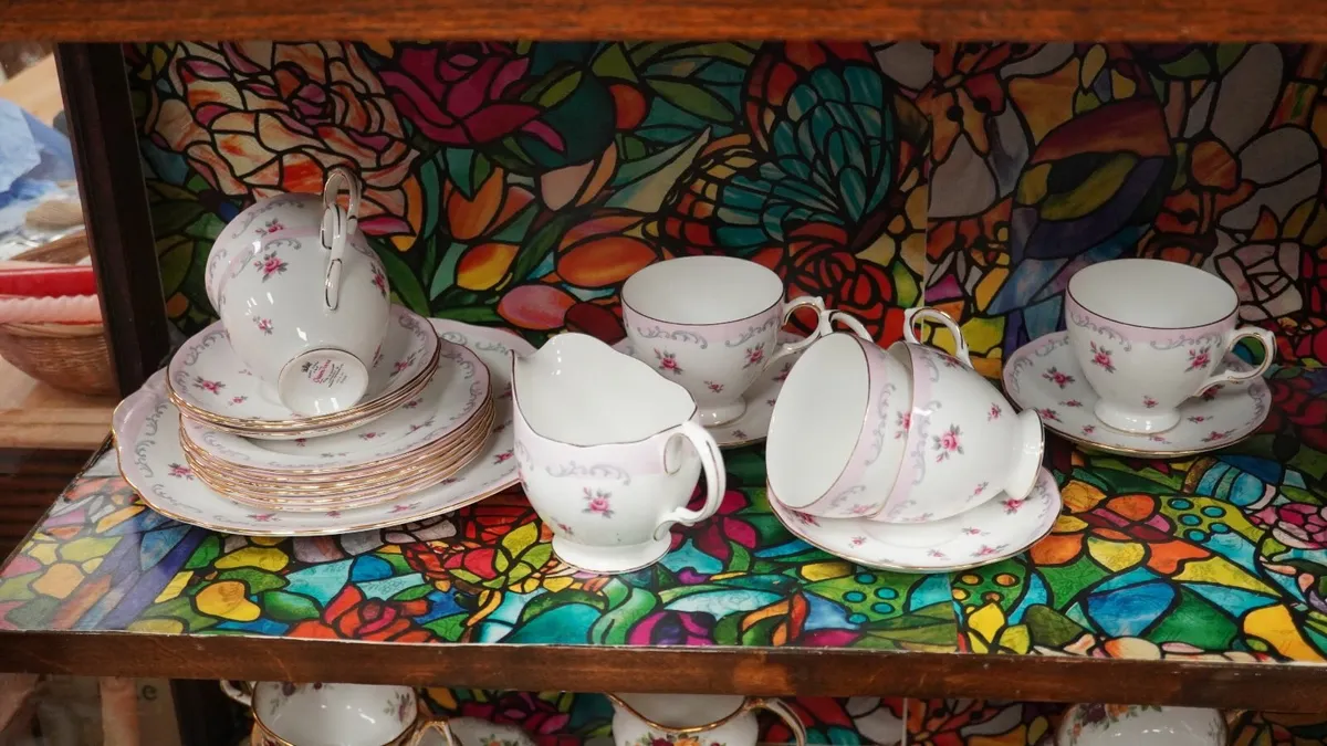 Queen Anne_Pink Rose_Bone China Tea Set_20 Pieces - Image 1