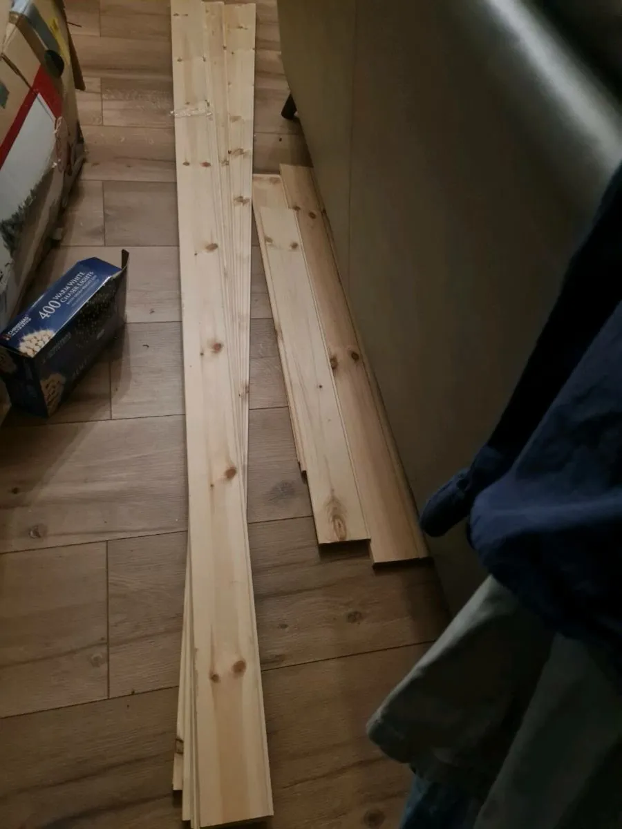 Timber tongue and groove panelling (red deal) - Image 1