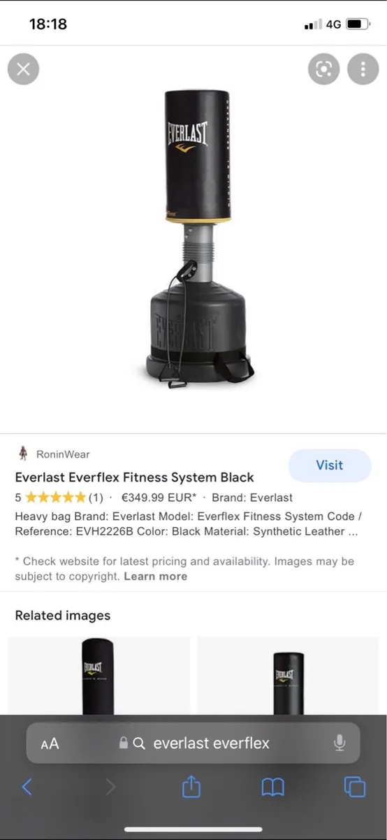 EVERLAST EVERFLEX FREESTANDING PUNCH BAG, GLOVES! - Image 2