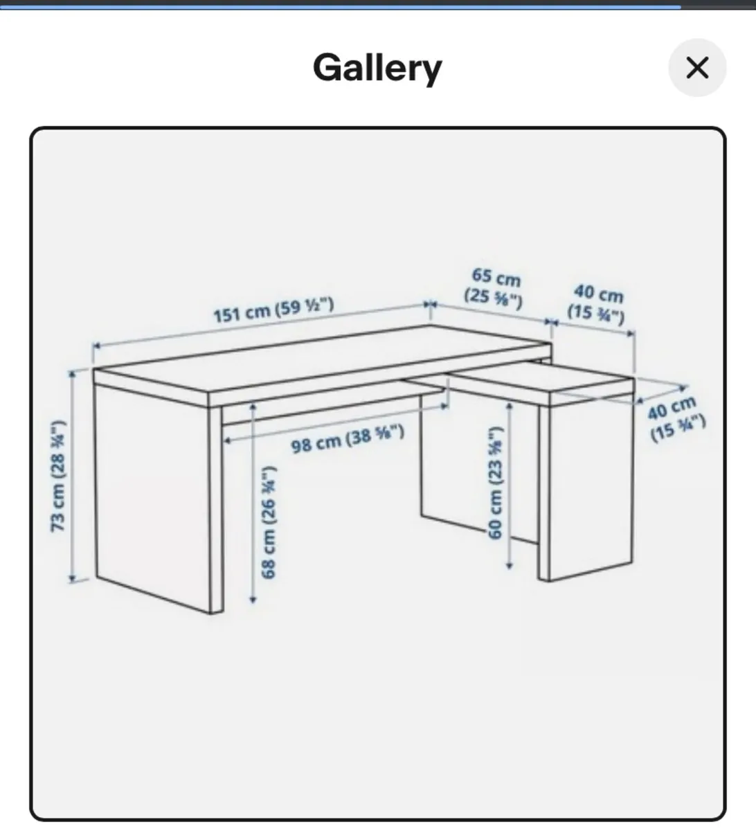 IKEA Malm large desk with pull out extension - Image 2