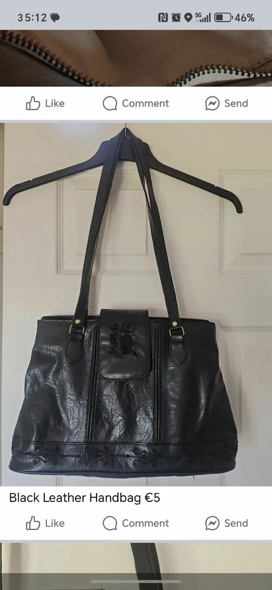 Black Leather Handbag €5 - Image 1