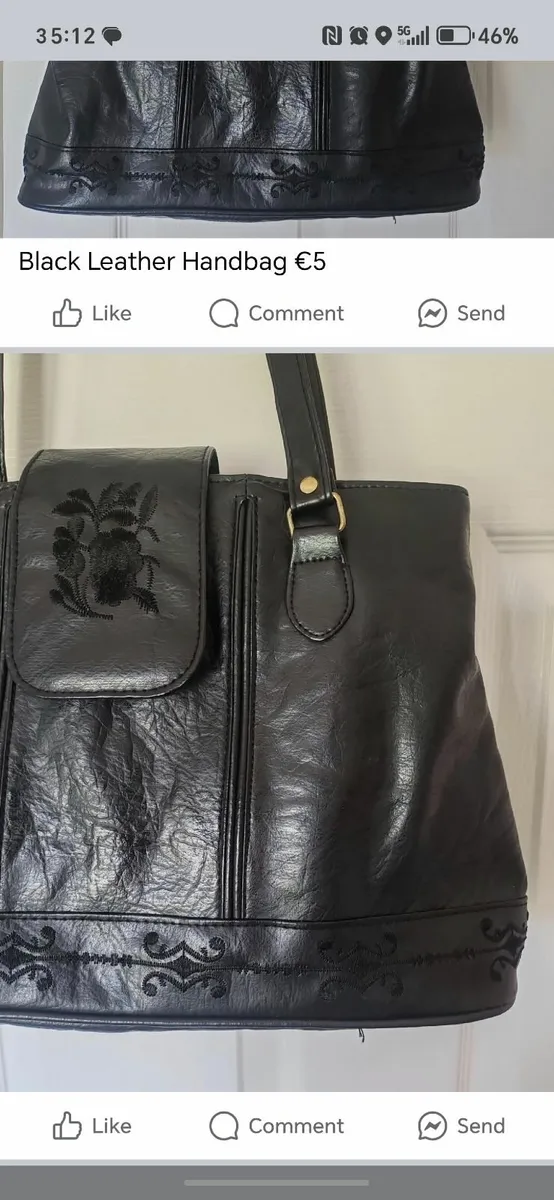 Black Leather Handbag €5 - Image 2