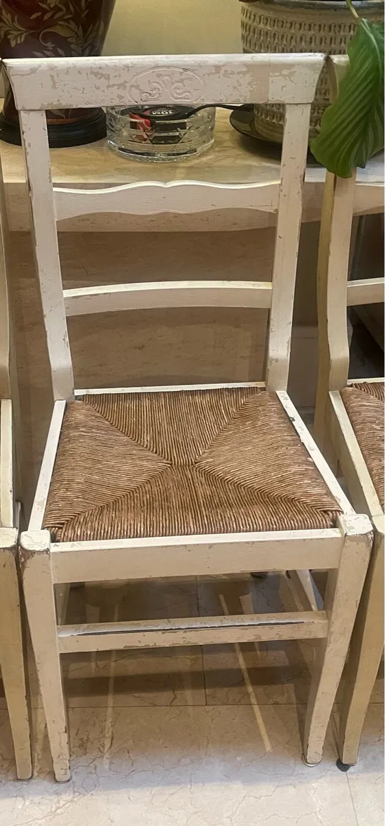 1 x Solid White/Cream Wicker Kitchen Dining Chair