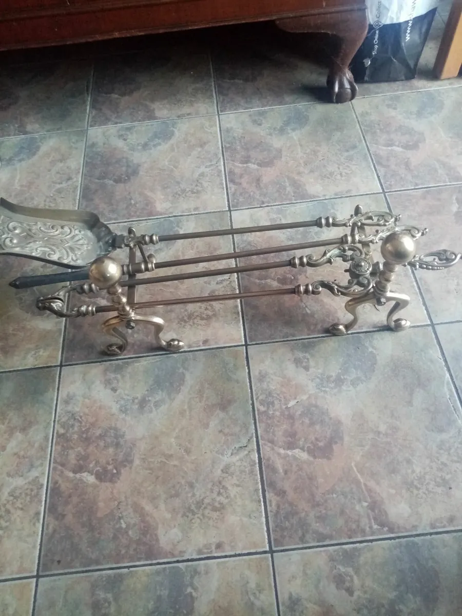 Set  victorian fire Irons. - Image 3