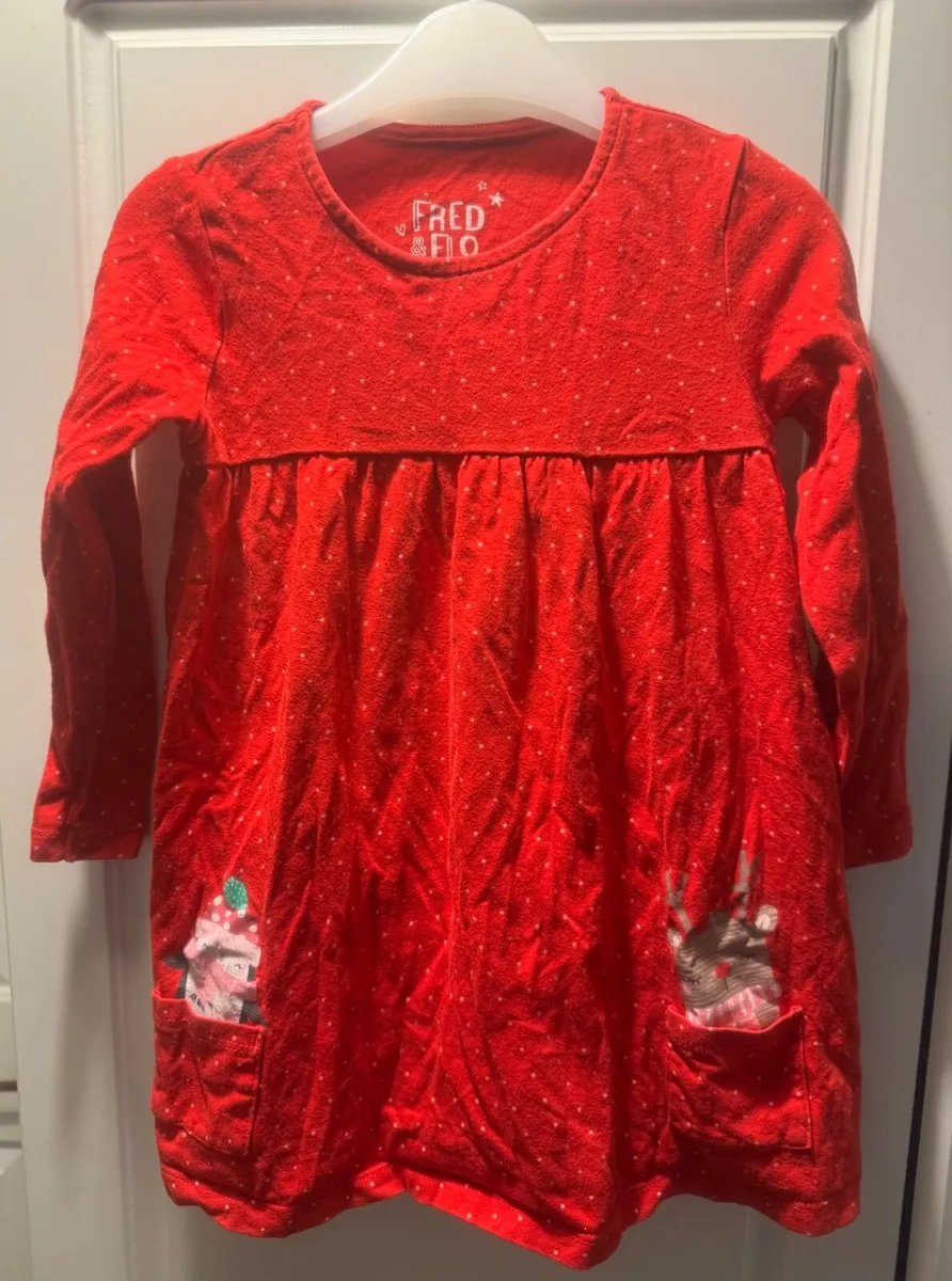 Girls Red Christmas Dress - Image 1