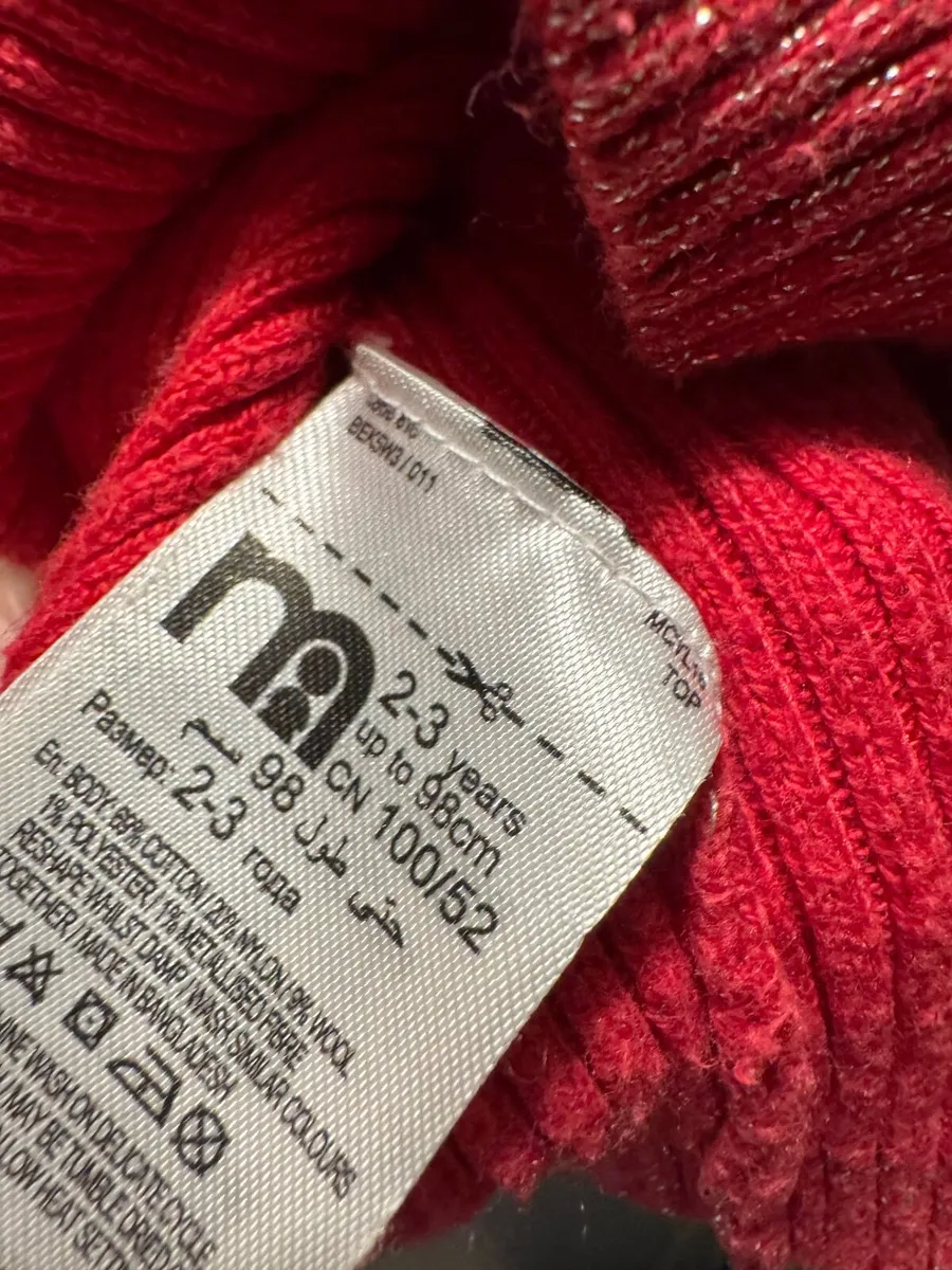 Girls Red turtle neck jumper - Image 3