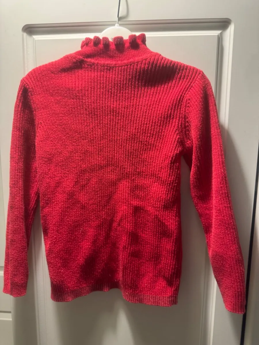 Girls Red turtle neck jumper - Image 4