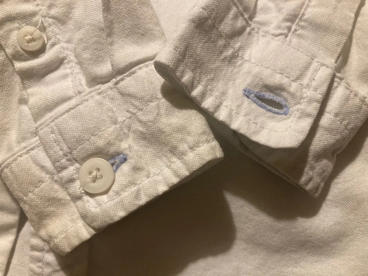 AS NEW Boys white cotton shirt with blue detail - Image 3