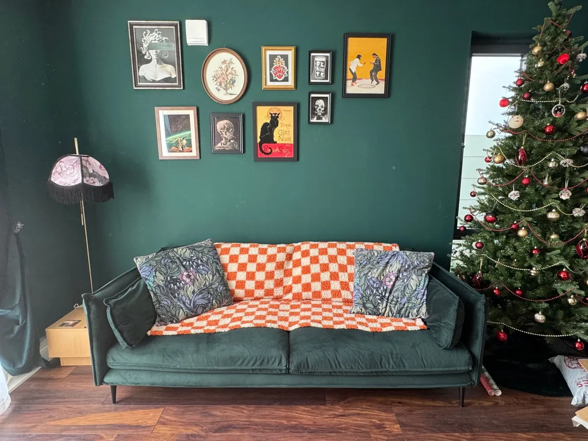 Velvet Green Sofa (3 Seater) - Image 1