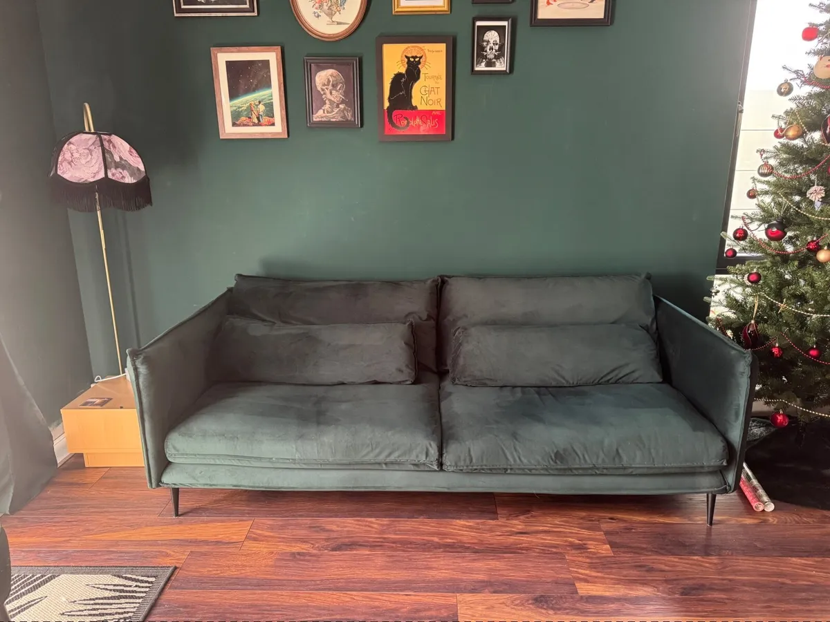 Velvet Green Sofa (3 Seater) - Image 2