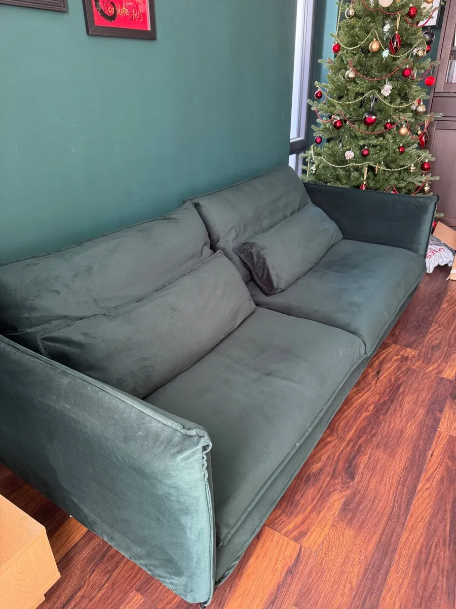 Velvet Green Sofa (3 Seater) - Image 3