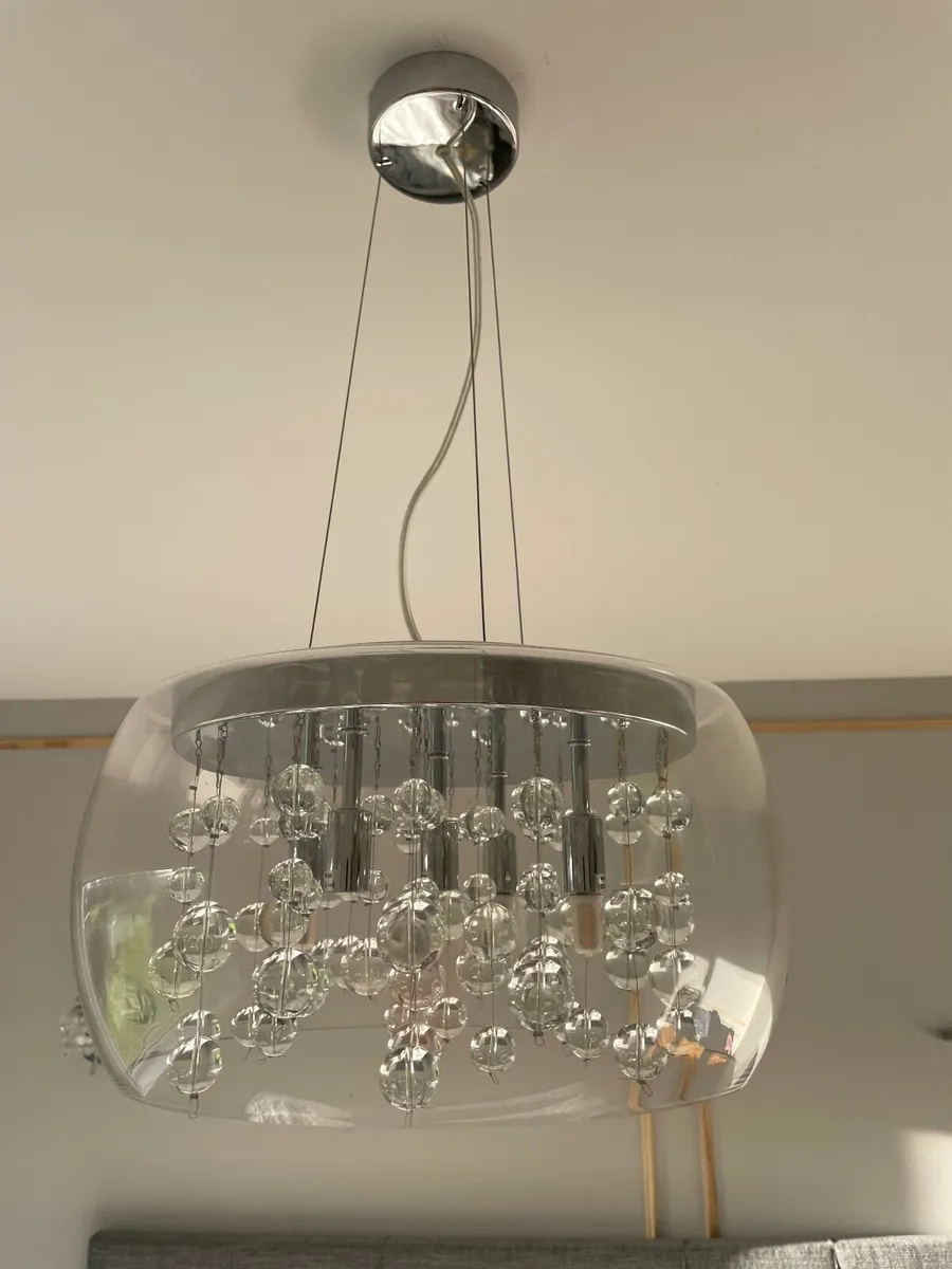 Large Pendant bubble light glass with 2 small - Image 1