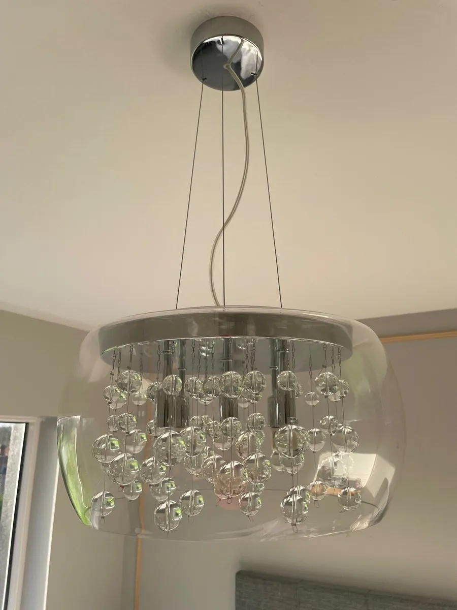 Large Pendant bubble light glass with 2 small - Image 2