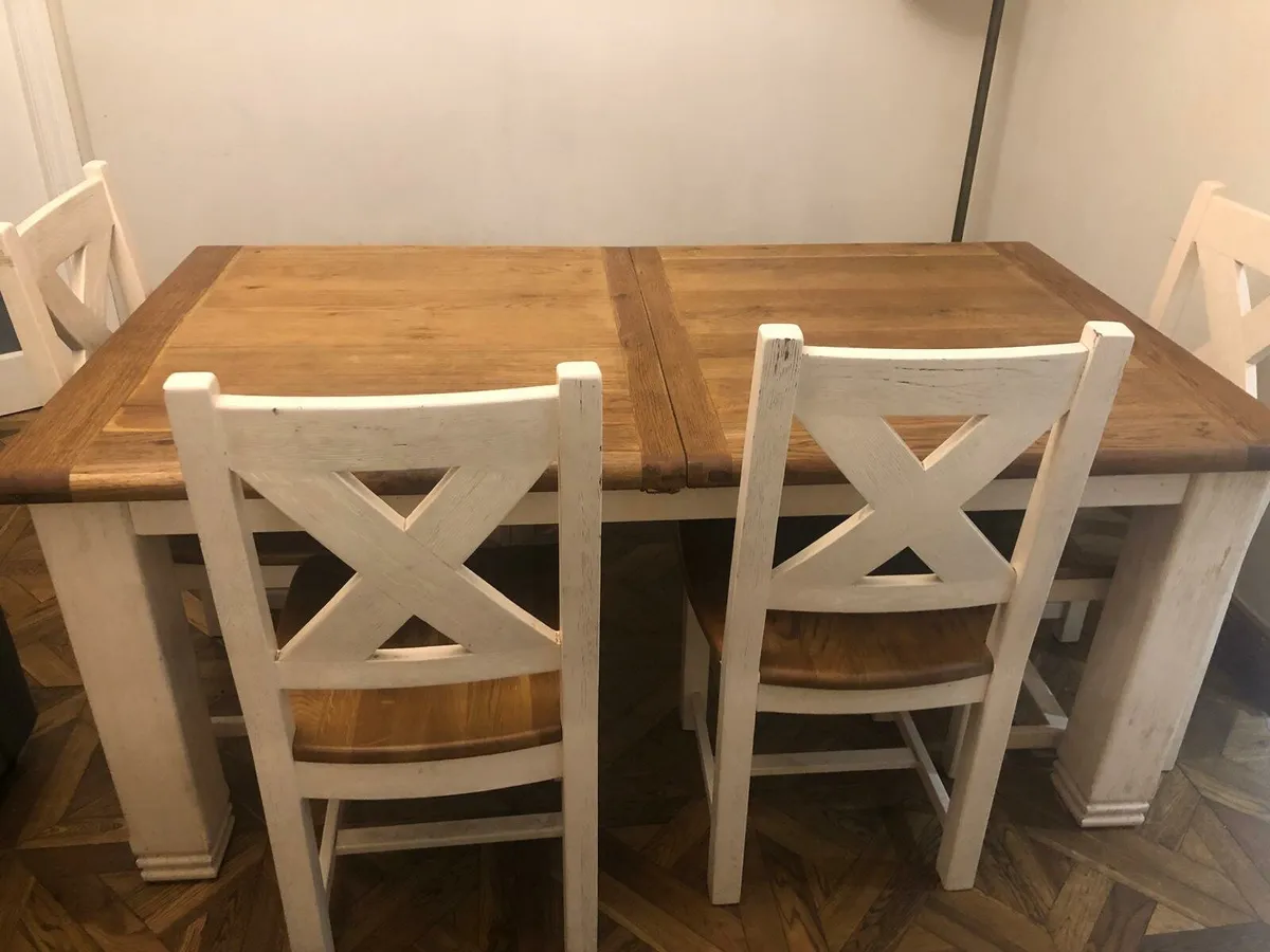 Kitchen table, solid wood  4xchairs and bench high - Image 2