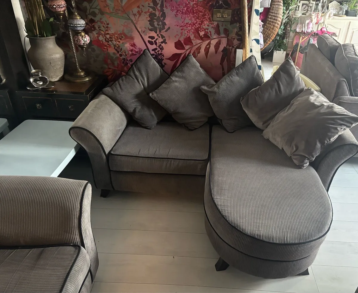 Two seater chaise long sofa grey - Image 1