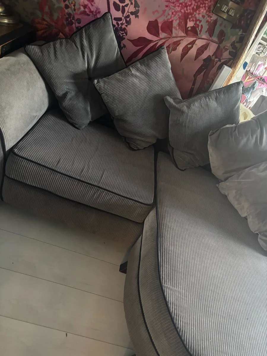 Two seater chaise long sofa grey - Image 2