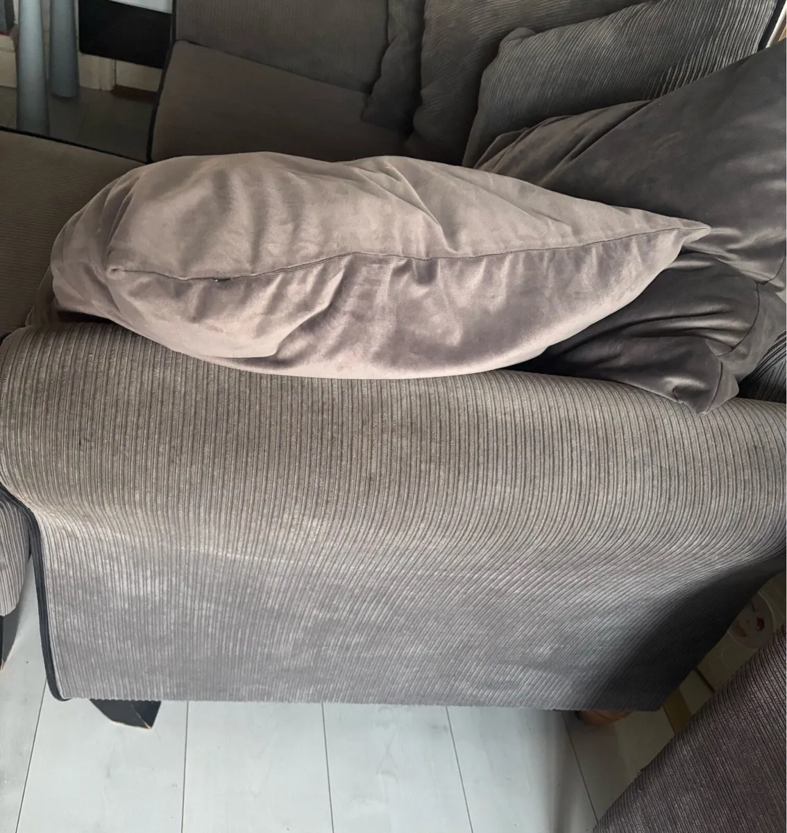 Two seater chaise long sofa grey - Image 4