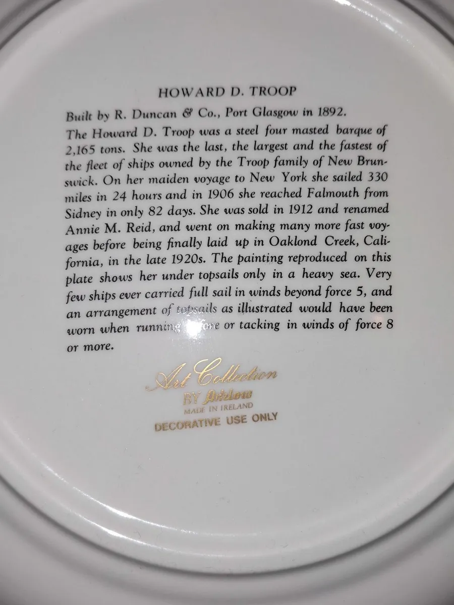 Rare Art Collection by Arklow Plate - 'Howard D. T - Image 2