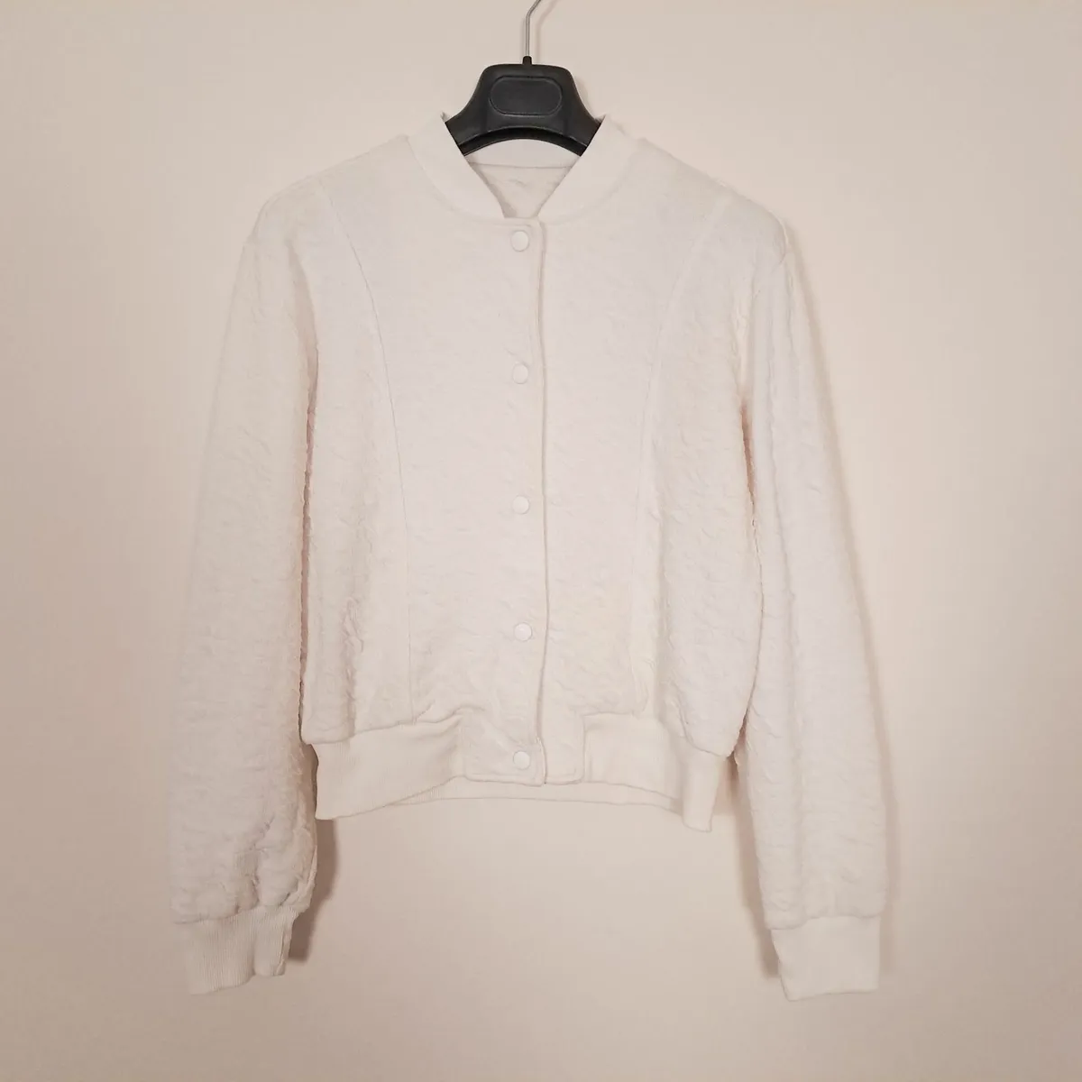 Lipsy Cream White Textured Bomber Jacket 8UK/36EU - Image 1