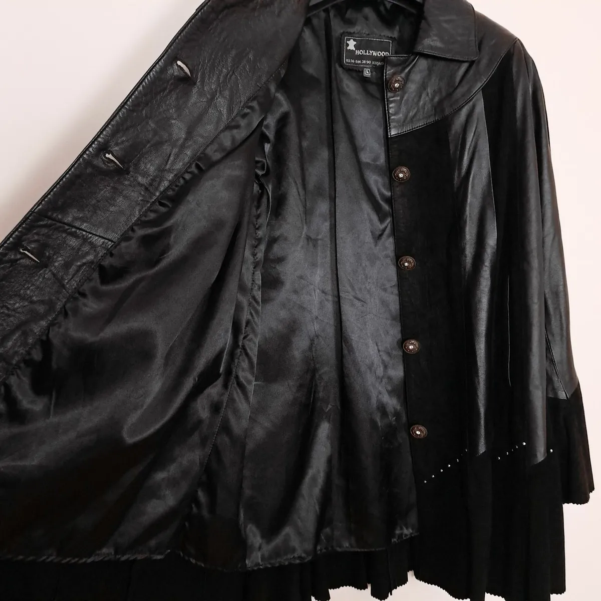 Hollywood Vintage Black Leather Suede Jacket L - Image 4