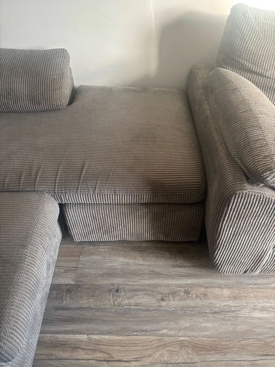 Grey chord sofa with armchair - Image 3