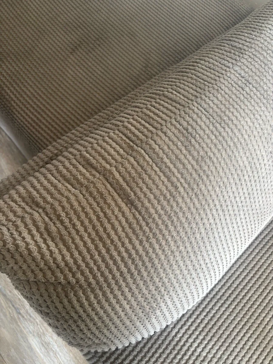 Grey chord sofa with armchair - Image 4