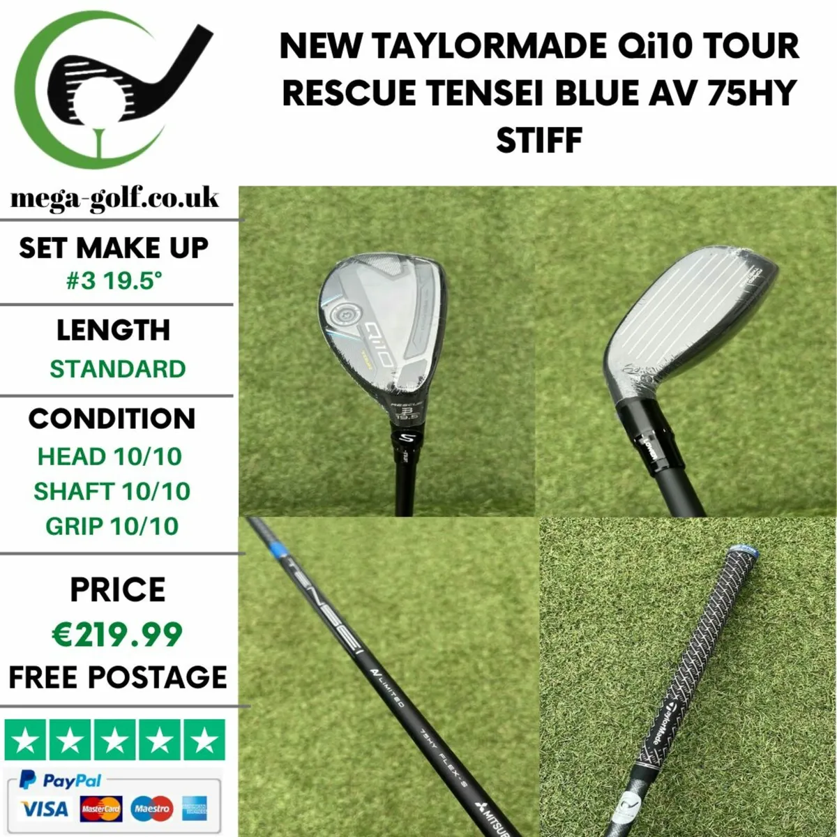 New Taylormade Qi10 Tour Rescue / #3 19.5° / Stiff - Image 1