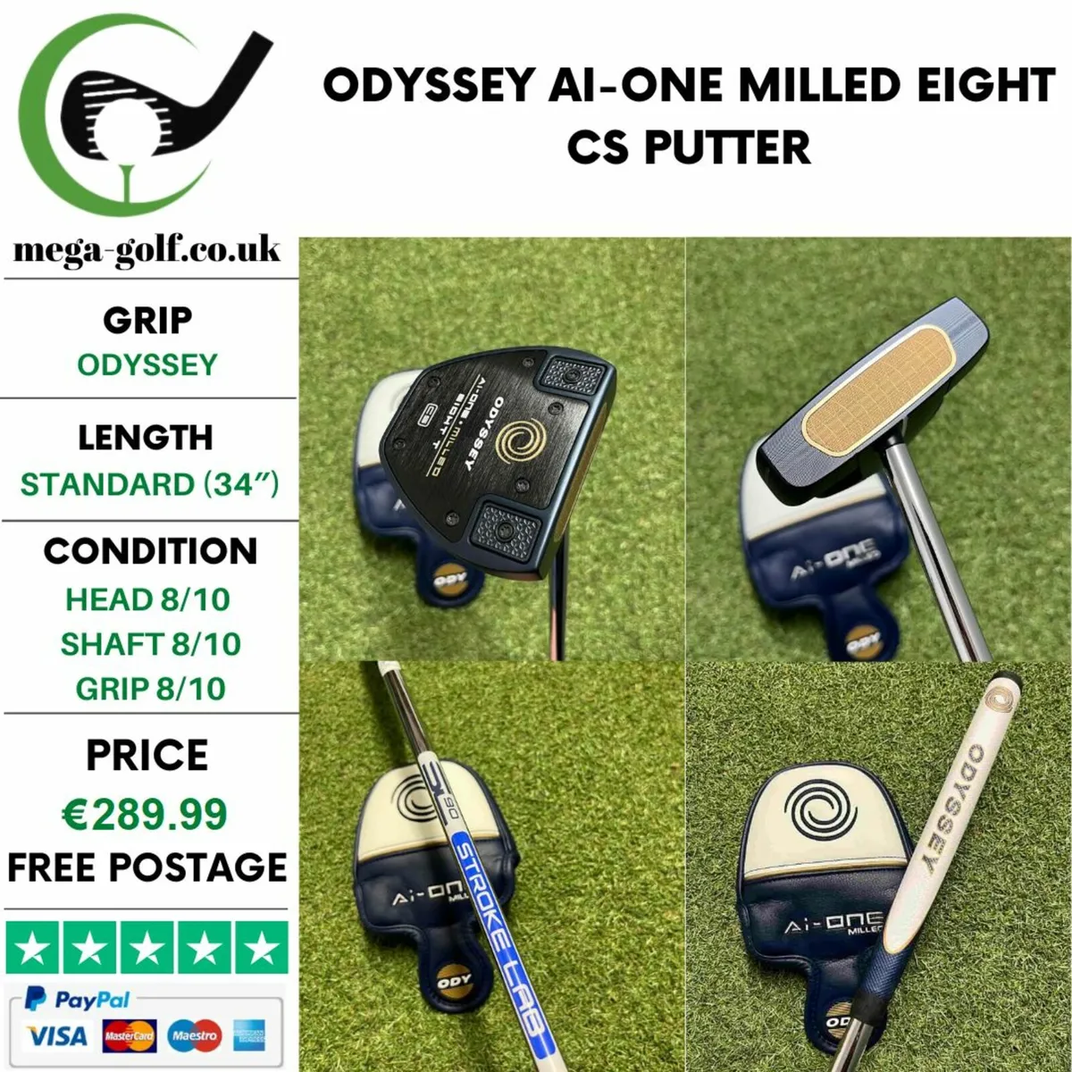 Odyssey Ai-One Milled Eight Cs Putter / 34″ - Image 1