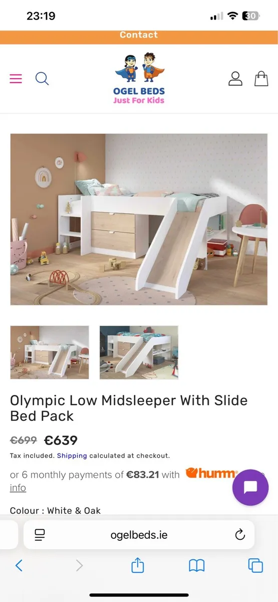 Kids Mid Sleeper with Slide RRP€780 - Image 1