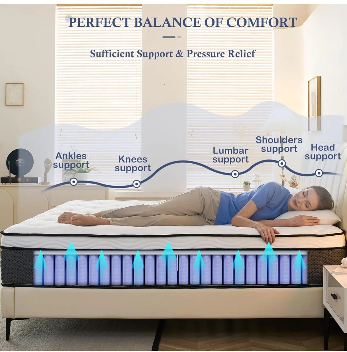 King Mattress,11 Inch Hybrid Mattress 5FT with Bre - Image 4