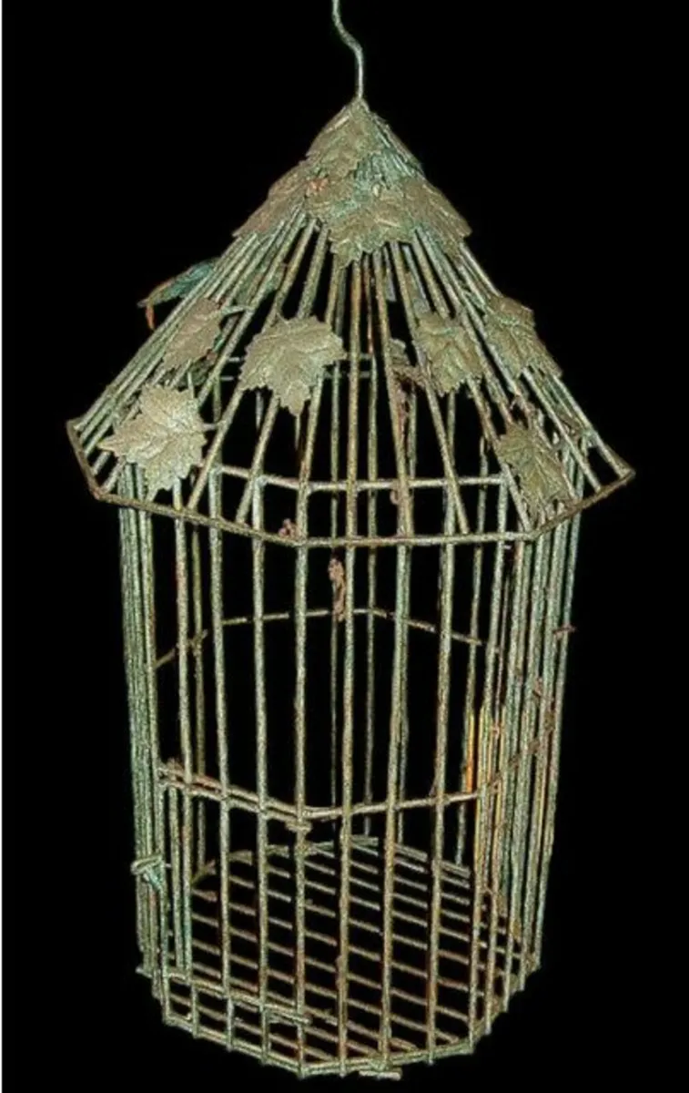 Substantial Vintage Metal/Verdigris Bird Cage - Image 1