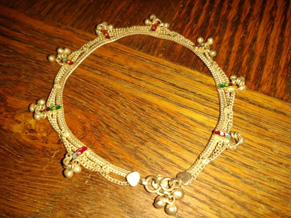 RARE ANKLE BRACELET, Real Silver 8"Long Hand Made - Image 1